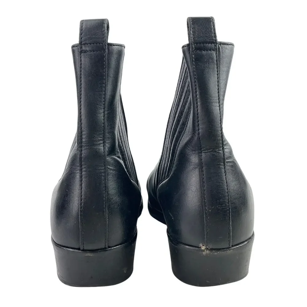 Allsaints Mens Black Leather Almond Toe Block Heel Slip On Ankle Boots 43 US 10